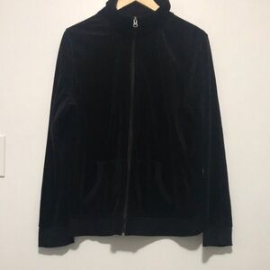 George Poly Blend Velour Full Zip Sweater In Black Size XL